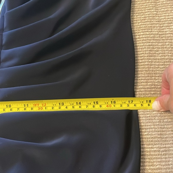 Joseph Ribkoff Dark Blue Bodycon Ruched zippered Dress  . - Picture 8 of 10